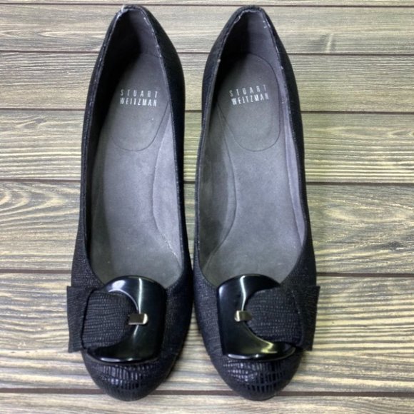 Stuart Weizman Black Covered Wedges - Picture 3 of 8